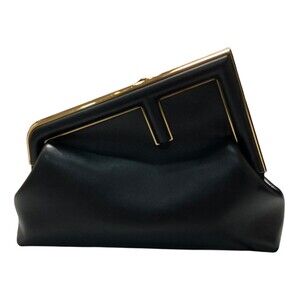 Fendi First Leather Shoulder Bag Black